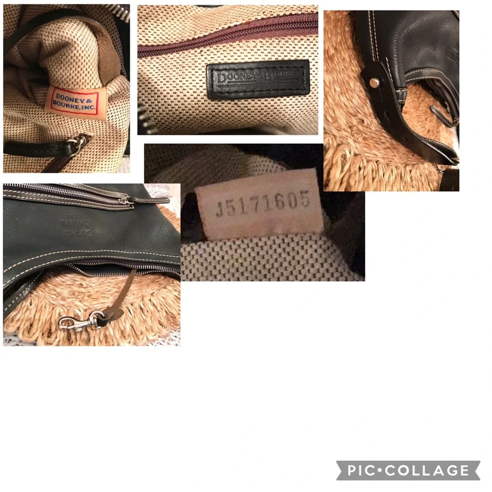 Vintage Dooney & Bourke Black Pebbled Leather Hobo Bag Y2K